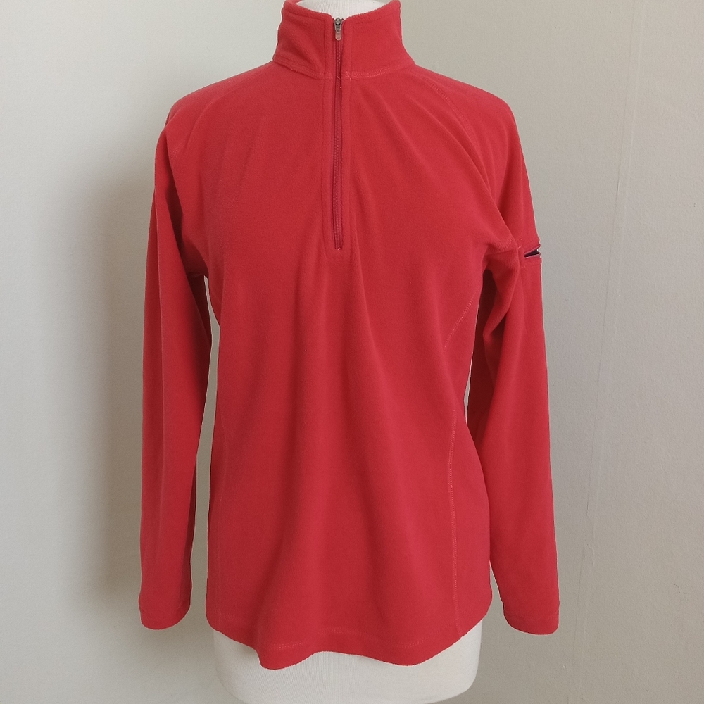 L.L. Bean Size Small Red Pop Over 1/4 Zip Polar Fleece